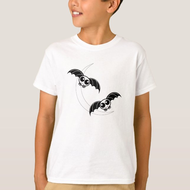 T-shirt Bats D'Halloween Avec Lune (Devant)