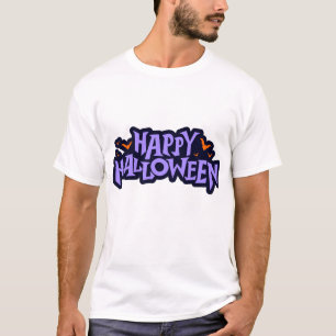 T-shirt Bats graphiques gras violet et orange Joy Hallowee