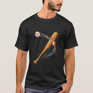 T-shirt Batte de baseball et balle Dynamique Swing Graphiq