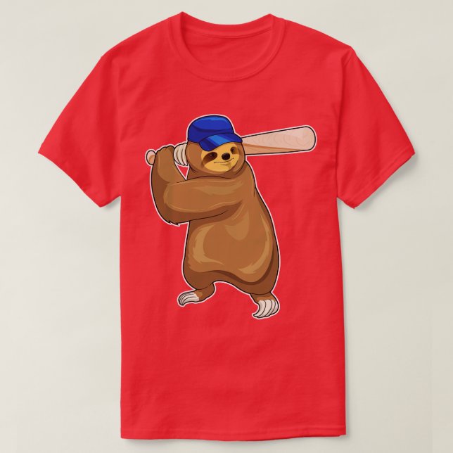 T-shirt batte de baseball Sloth Baseball 2 (Design devant)