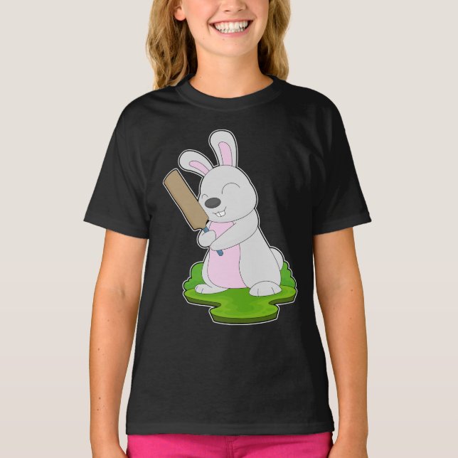 T-shirt Batte de cricket de lapin (Devant)