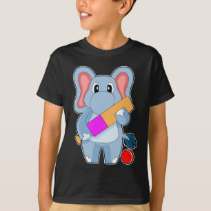T-shirt Batte de cricket éléphant