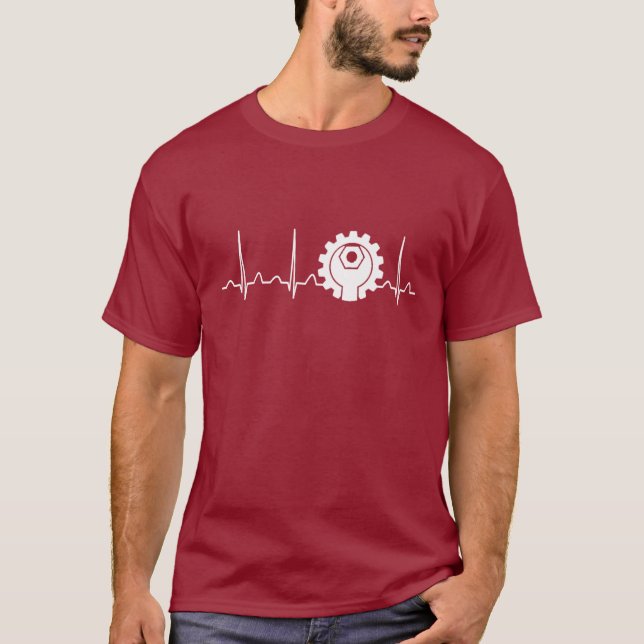 T-shirt Battement de coeur d'ingénieur mécanicien (Devant)