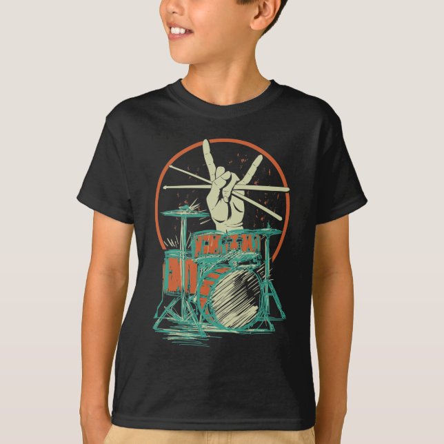T-shirt Batterie à tambours à tambour rétro (Devant)