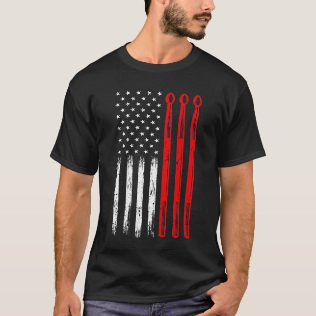 T-shirt Batterie américaine à tambours USA Flag (Devant)