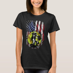 T-shirt Batterie de softball patriotique avec drapeau amér