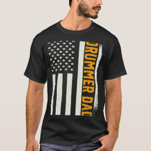 T-shirt Batterie de tambours patriotique Drummer Papa Amér