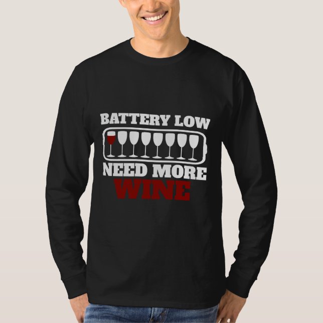T-shirt Batterie faible besoin plus de verres à vin Boisso (Devant)