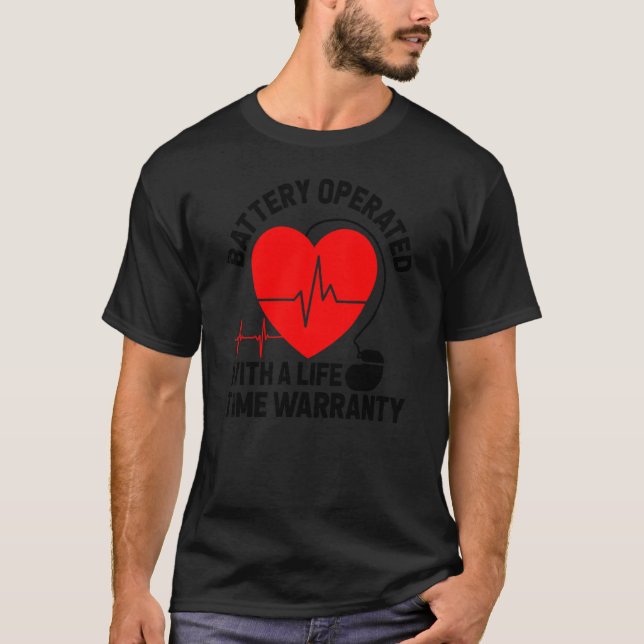 T-shirt Batterie Pacemaker Bénéficiaire Attaque cardiaque (Devant)