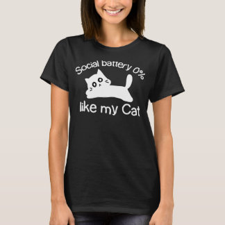 T-shirt Batterie sociale drôle 0% comme mon chat