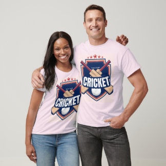 T-shirt Battes de cricket avec balle et texte écrit