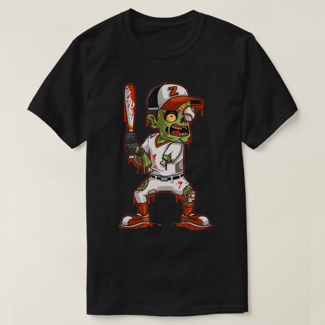 T-shirt Batteur de baseball Zombie Halloween Trick ou le t (Design devant)