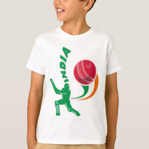 T-shirt batteur de boule de cricket maniant la batte