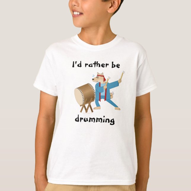 T-shirt Batteur de Taiko de chien de bande dessinée de (Devant)