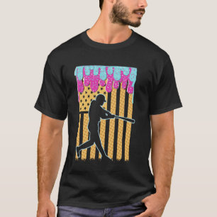 T-shirt Batteurs de baseball Drip Crème glacée Drapeau amé