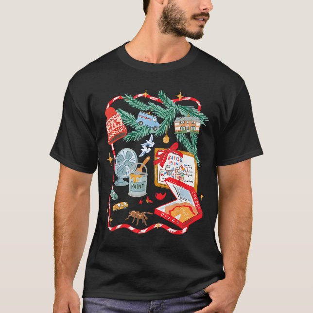 T-shirt Battle Plan Funny Christmas Home Kids Hand Dawn Al (Devant)