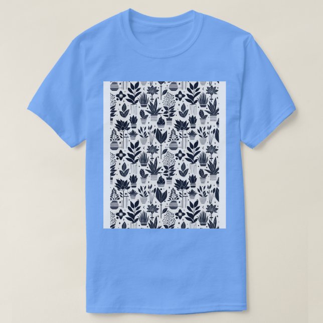 T-shirt Bauhaus Plante Motif Bleu (Design devant)