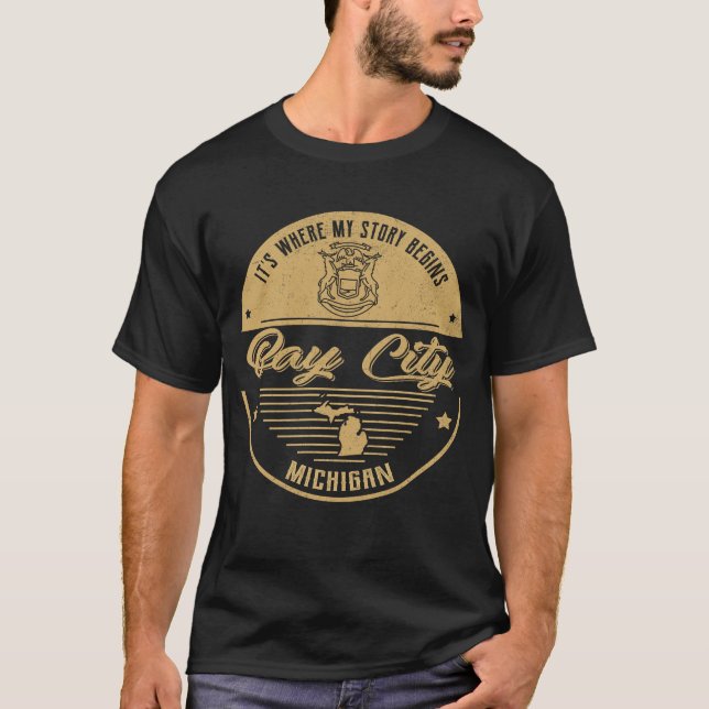 T-shirt Bay City Michigan C'est là que commence mon histoi (Devant)