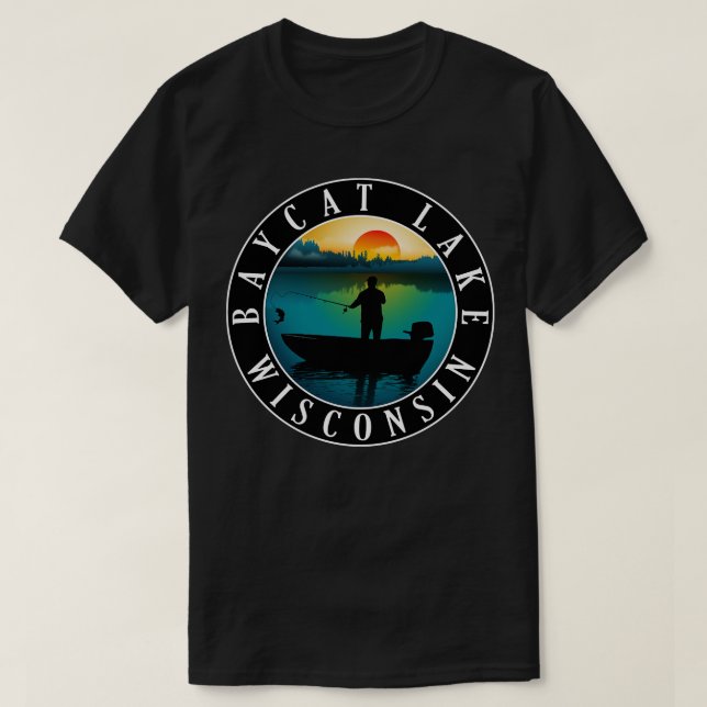 T-shirt Baycat Lake Wisconsin Pêche (Design devant)
