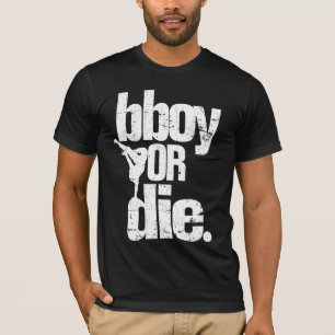 T-shirt bboy ou meurent le blanc affligé