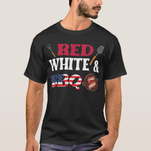 T-Shirt BBQ 4 juillet Rouge Blanc et BBQ Américain