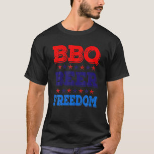 T-shirt BBQ Beer Freedom America USA Party 4 juillet Fun