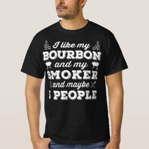 T-shirt BBQ   J'Aime Mon Fumeur Bourbon Et Peut-Être 3 Per