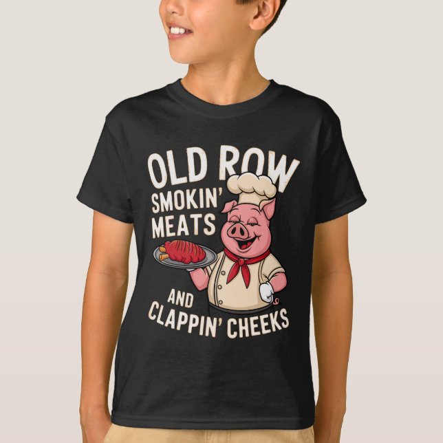 T-shirt Bbq Old Row Smoking Meats And Clappin Cheeks 1  (Devant)