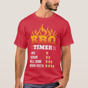 T-shirt BBQ Timer Rare Moyen Bien Fait Commande Pizza Gril