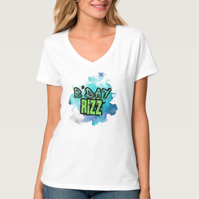 T-shirt B'Day (Anniversaire) Rizz Green Et Monochromatic B (Devant)