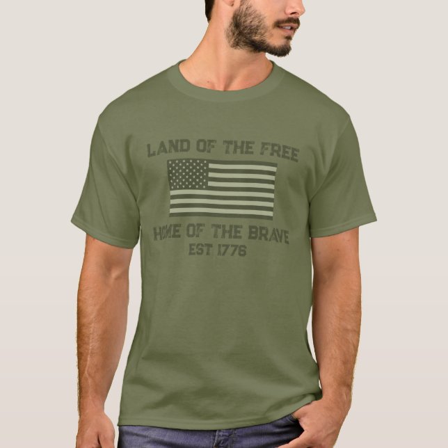 T-shirt BDU Drapeau américain vert (Devant)