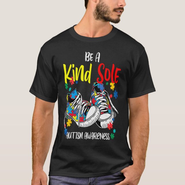 T-shirt Be A Kind Sole Autism Awareness Rainbow Trendy Puz (Devant)