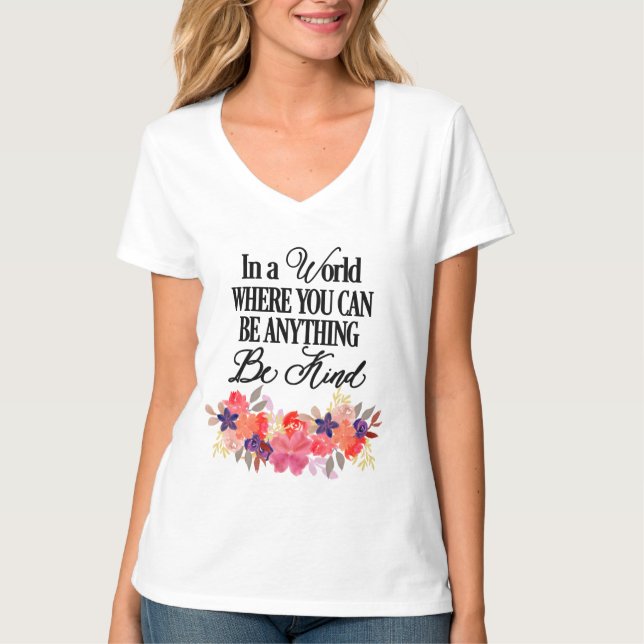 T-shirt Be Kind - Aquarelle Florale (Devant)