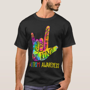 T-shirt Be Kind Asl Love Sign Language Hand Autism