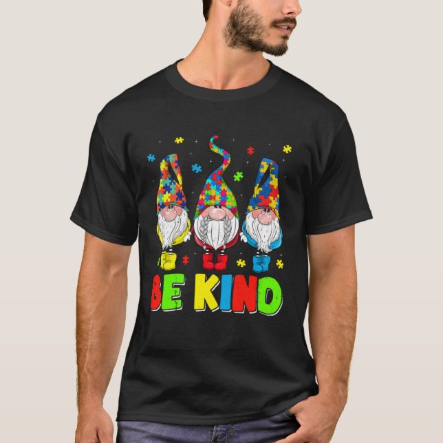T-shirt Be Kind Autism Awareness Month Cute Gnomes Men Wom (Devant)