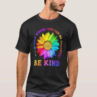 T-shirt Be Kind Daisy Flower Rainbow LGBT Gay Lesbian Prid