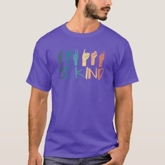 T-shirt Be Kind Hand Sign Languageeachers Retro Interprete