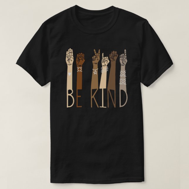 T-shirt Be Kind - Langue des Signes - Paix (Design devant)