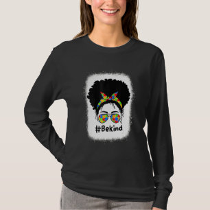 T-shirt Be Kind Sensibilisation sur l'autisme Messy Bun Fe