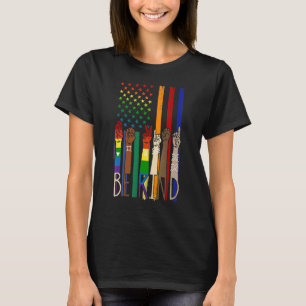 T-shirt Be Kind Sign Language Hand Talking LGBT Gay Les Pr