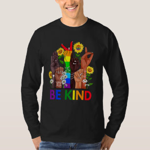 T-shirt Be Kind Sign Language Hand Talking Lgbtq+ Gay Les
