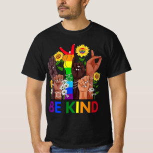T-shirt Be Kind Sign Language Hand Talking LGBTQ Gay Les P