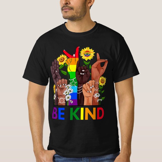 T-shirt Be Kind Sign Language Hand Talking LGBTQ Gay Les P (Devant)