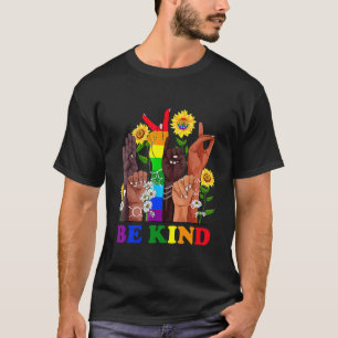 T-shirt Be Kind Sign Language Hand Talking Lgbtq Gay Les P
