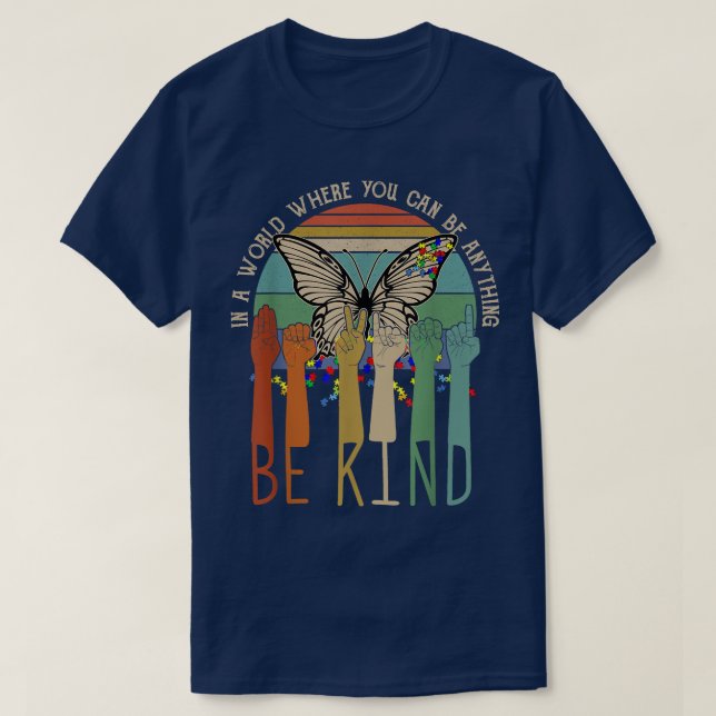 T-shirt Be Kind Sign Language Hand Talking Teacher Autism (Design devant)
