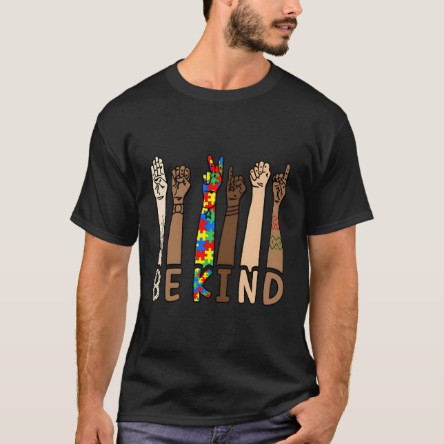 T-shirt Be Kind Sign Language Hand Talking Teacher Interp (Devant)