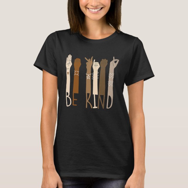 T-shirt Be Kind Support Diversity Equality Dark Skin Love (Devant)