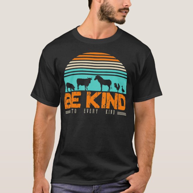 T-shirt Be Kind To Every Kind Love Animals Eating Plants (Devant)