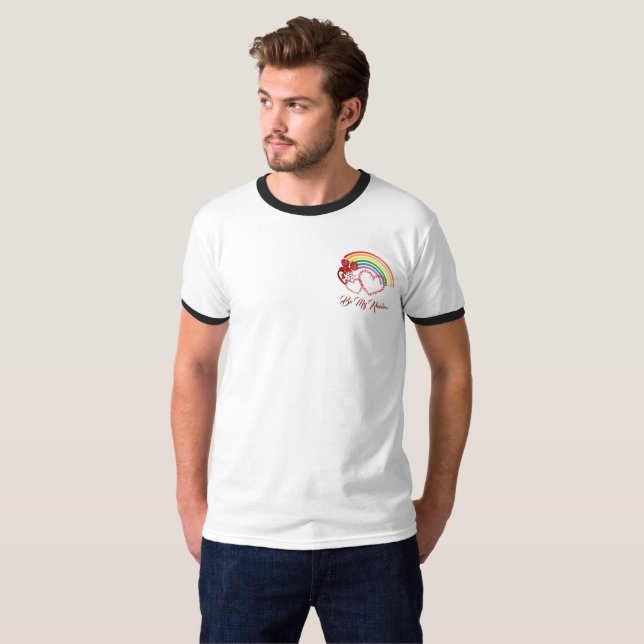 T-shirt Be My Rainbow Valentine Romantic Heart Rustic Rose (Devant entier)