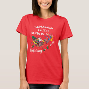 T-shirt Be Nice Père Noël regarde Noël Personnaliser
